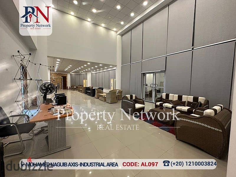 مكتب بتشطيب كامل للإيجار في القاهرة الجديدة، الموقع: محور محمد نجيب - المنطقة الصناعية، بمساحة 1100 متر مربع، ويتوفر موقف سيارات. 0