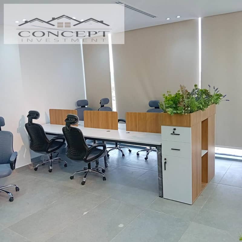 مكتب مفروش بالكامل 96 متر مربع للإيجار في كايرو فيستيفال سيتي - التجمع الخامس 0