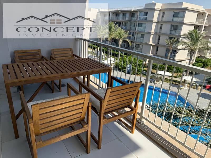 للبيع شاليه غرفتين مطل على حمام السباحة في مراسي - مارينا ويست - الساحل الشمالي 0