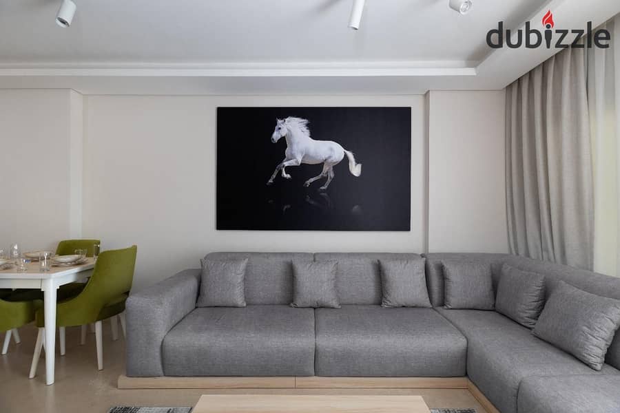 شقة مفروشة فرش مودرن غرفتين للايجار في كمبوند أبراج زد ويست الشيخ زايد 0