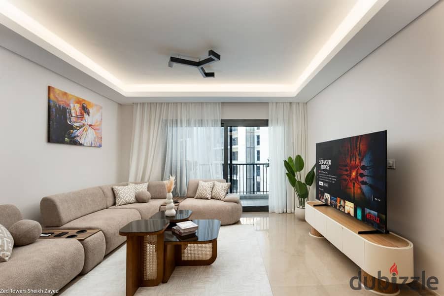 شقة مفروشة 3 غرف للايجار في داخل كمبوند أبراج زد ويست الشيخ زايد بجانب جامعة القاهرة 0