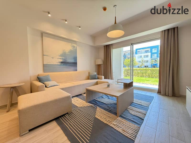 شاليه في فوكا باي للبيع - شقة خدمية - مفروشه بالكامل بالاجهزه والتكييفات - شاليه بالحديقه - يطل علي البحر وحمام اللسباحه 0