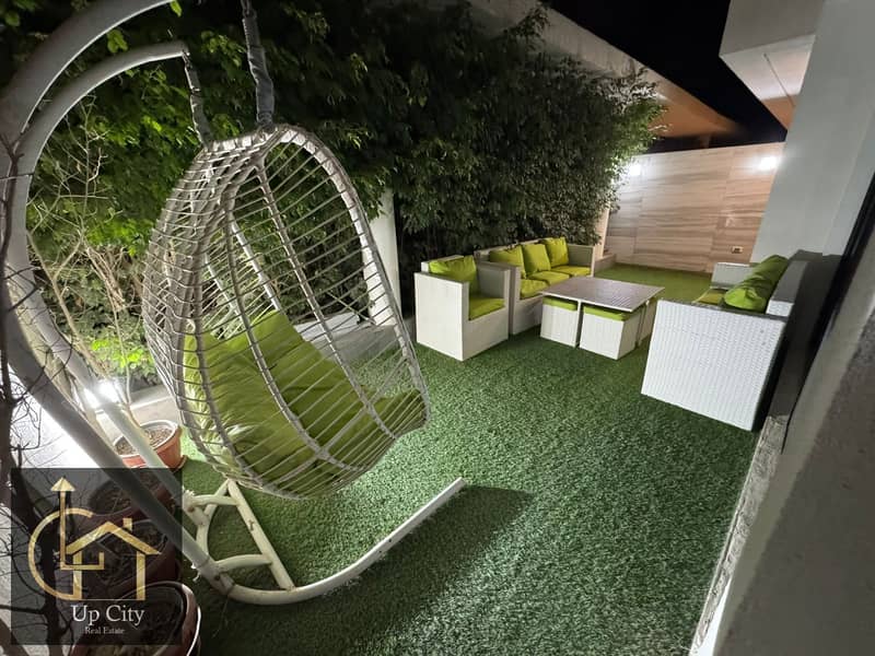 شقه مودرن غرفتين مفروشه بالكامل بحديقة خاصه للايجار في كمبوند ليك فيو ريسيدنس التجمع الخامس القاهرة الجديدة للايجار 0