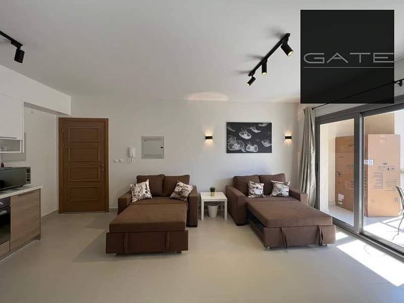 استوديو (شقة) للبيع في مراسي الساحل الشمالي مرحلة مارينا 2 لوكيشن مميز على حمام سباحة ومتشطب سوبر لوكس بالكامل بالفرش والاجهزة 0