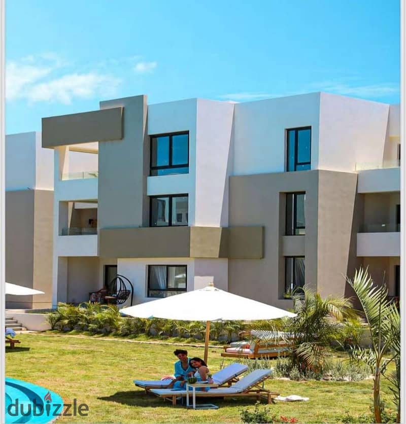 شاليه للبيع 74 متر بجوار ابراج العلمين على اجمل بحر في الساحل الشمالى سيدى عبد الرحمن بقريه زهره بمقدم 10% وقسط براحتك بدون فوائد 0