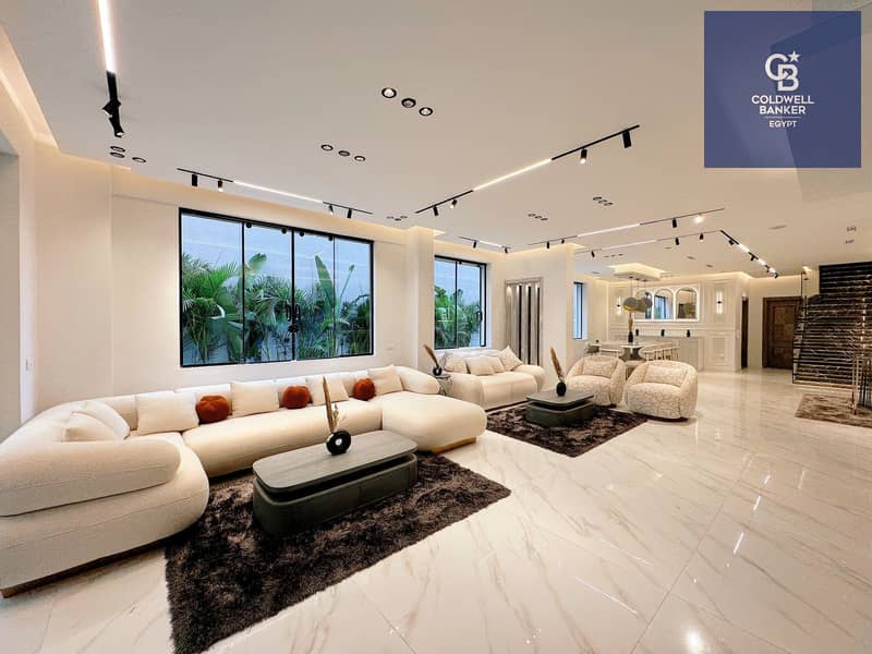 دوبلكس بحري دورين للبيع 500 م متشطبه بالكامل مع الاجهزه و التكيفات و الفرش 5 غرف فيو لاند سكيب برايم لوكيشن في التجمع الاول القاهره الجديده 0