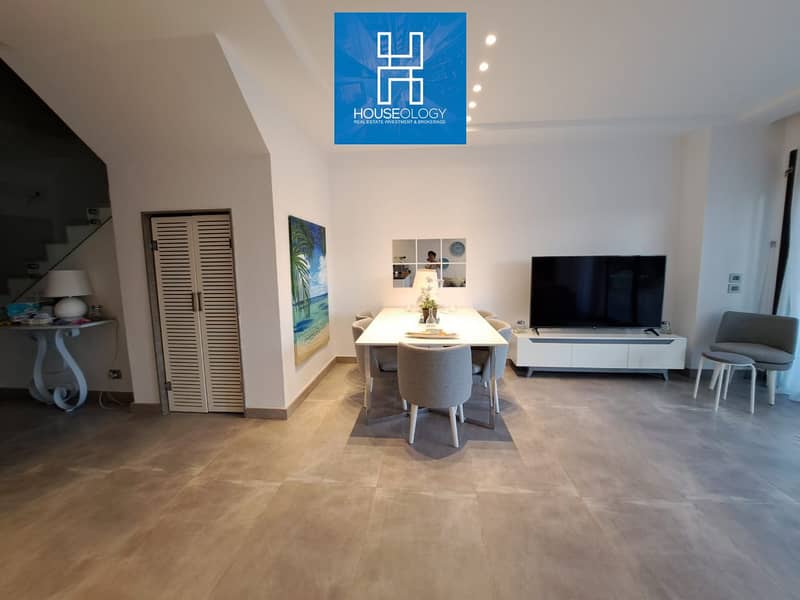 توين هاوس ريسيل في ازها السخنة استلام فوري مفروش بالكامل   صف اول كرستال لاجون باقل سعر توين مفروش بالكامل في الماركت 0