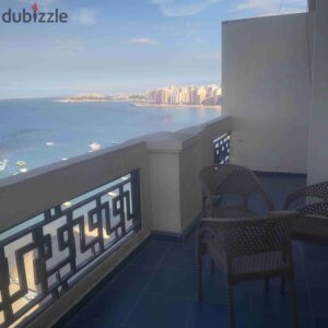 1,700 ج.م شقة للايجار مكيفة مفروش بميامي فيو مباشر للبحر وكورنيش آسكندرية3نوم4Rق 2حمام تراااس