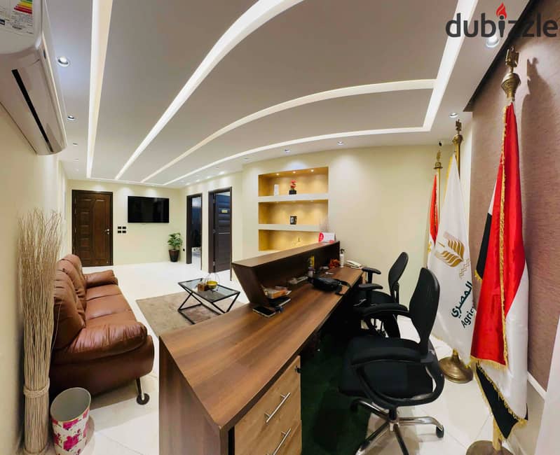 مقر اداري مفروش للايجار في مدينه نصر 300م مكرم عبيد الرئيسي 6 غرف برج حديث مدخل رخام شركات فقط 0