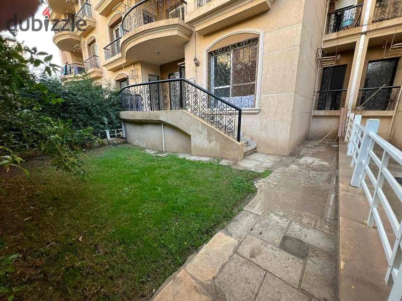 متاح شقه 124م ارضي بجاردن للايجار القانون بالرحاب   48م جاردن 0