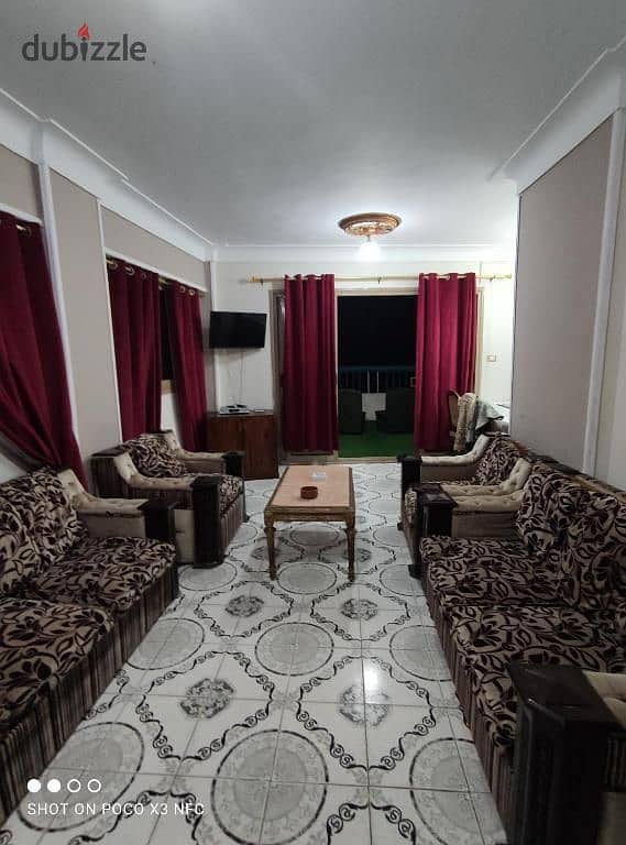 شقة للايجار المفروش 160 م سموحه شارع توت عنخ امون الرئيسى / بموقع متميز / مكيفه 0