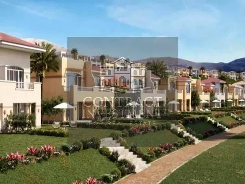 شاليه ارضى ريسيل 3 نوم مساحة  136م + جاردن 120م - تكمله اقساط - تلال السخنه موقع متميز 0