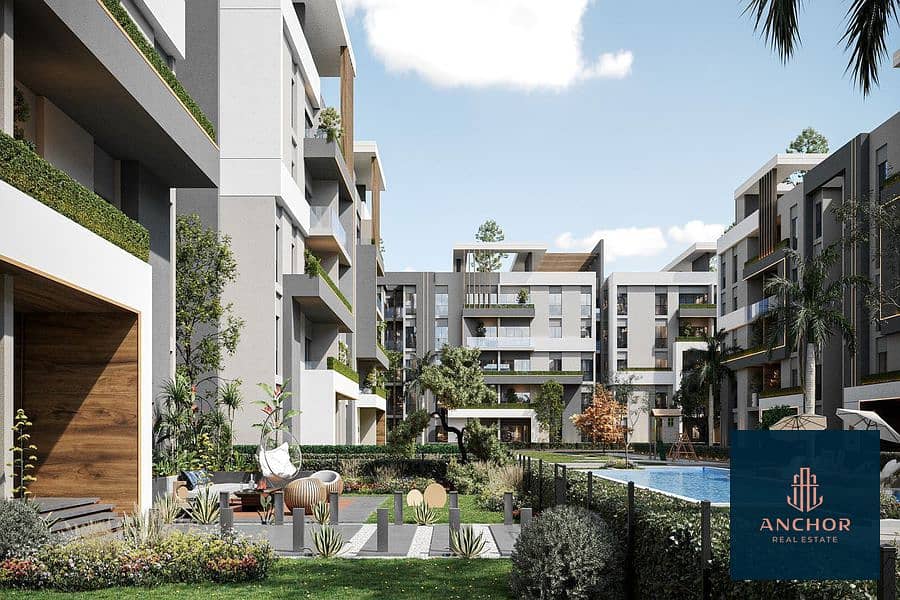 شقة بالحديقة فيو لاندسكيب في ارقي كمبوند بالعبور على شارع خط 10 الرئيسي 0