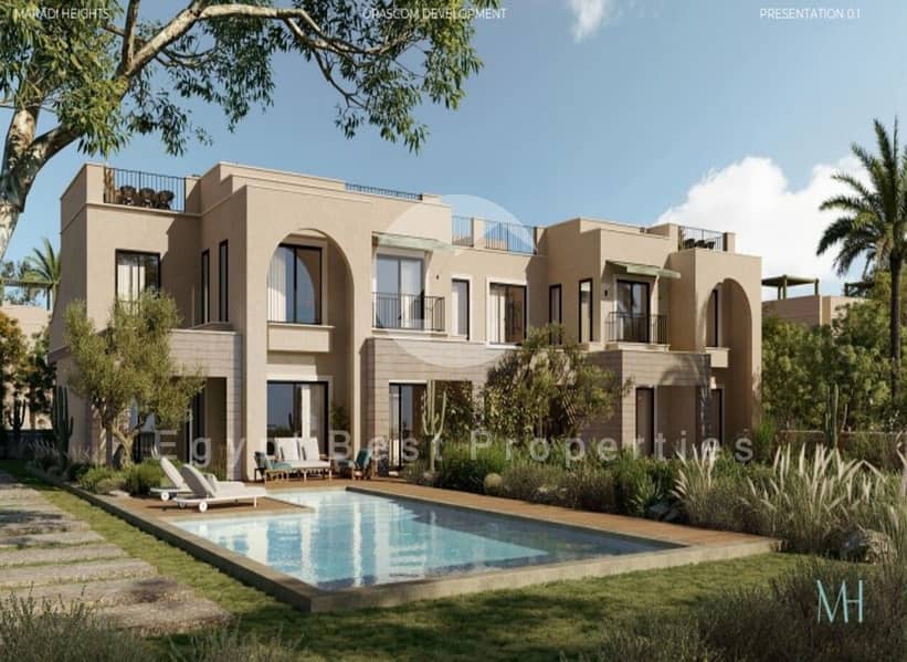 فيلا فاخرة مستقلة بإطلالة بانورامية على البحر مع مسبح خاص - بدون دفعة أولى. عقارات للبيع في مرتفعات مكادي. عقارات للبيع في البحر الأحمر 0