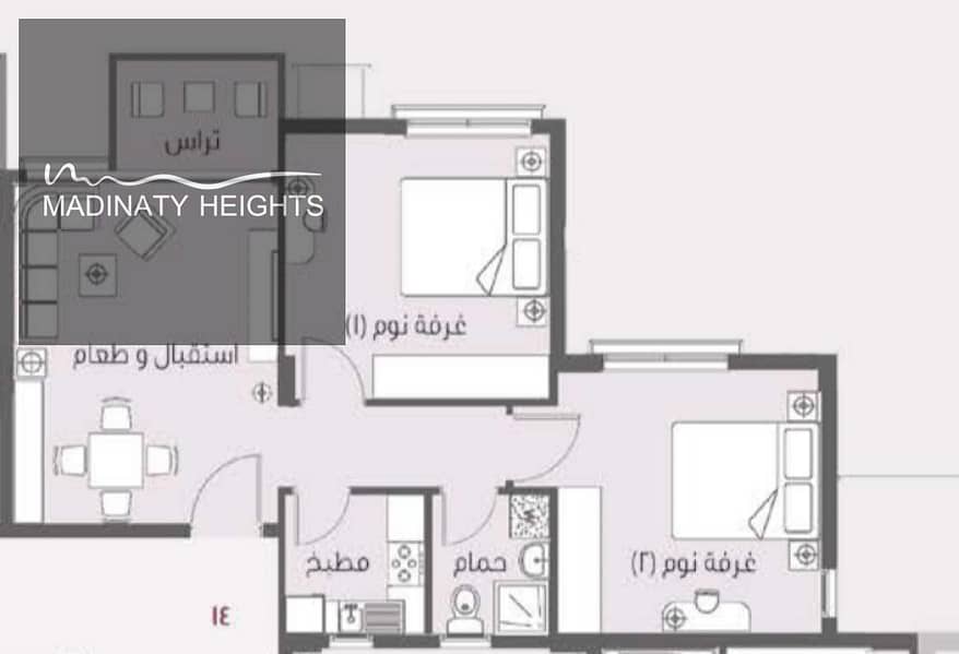 شقة 77م للبيع بالتقسيط في مدينتي B8 دور ثاني مجموعة 89 بأوفر مميز ونظام سداد مريح 2غرفة حمام واحد 0
