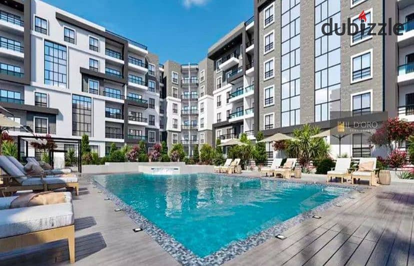 شقه بجاردن للبيع استلام قريب متشطبه بالتكيفات والمطبخ علي فيو مميز في كمبوند الكارما كاي (Elkarma kay) في الشيخ زايد امام نادي زيد 0