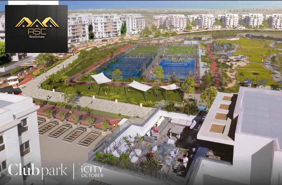 شقه للبيع برايم لوكيشن بحرى فى ماونتن فيو اى سيتى اكتوبر - مرحلة Club park - فيو مفتوح لاند سكيب على سنترال بارك - بأقل سعر فى الماركت 4.9M 0