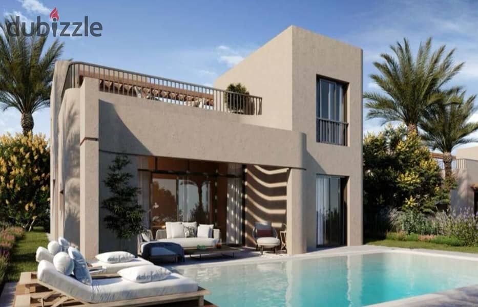 فيلا بحري متشطبة بالكامل وباطلالة كاملة علي البحر واللاجون 0