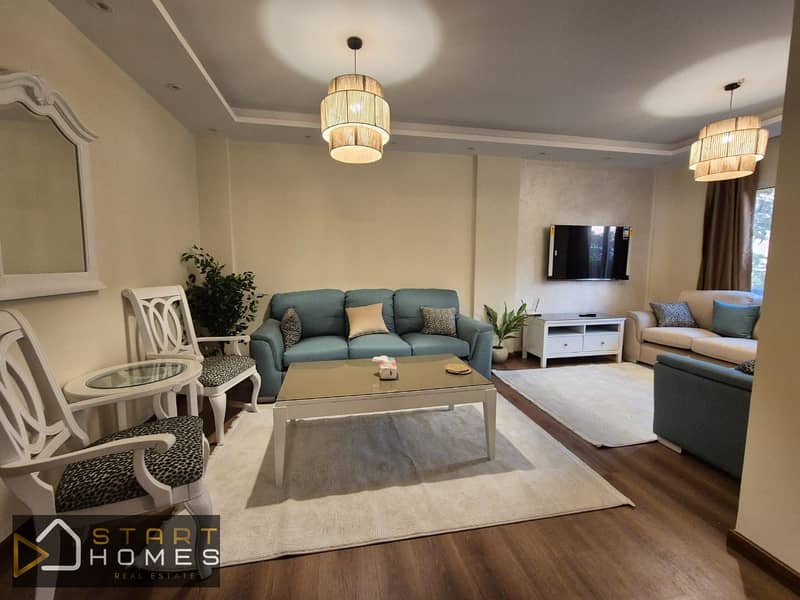 اميز شقه للايجار المفروش في مدينة الرحاب - 108متر - بموقع مميز جدا - المرحلة الاولي -بجزار السوق والخدمات 0