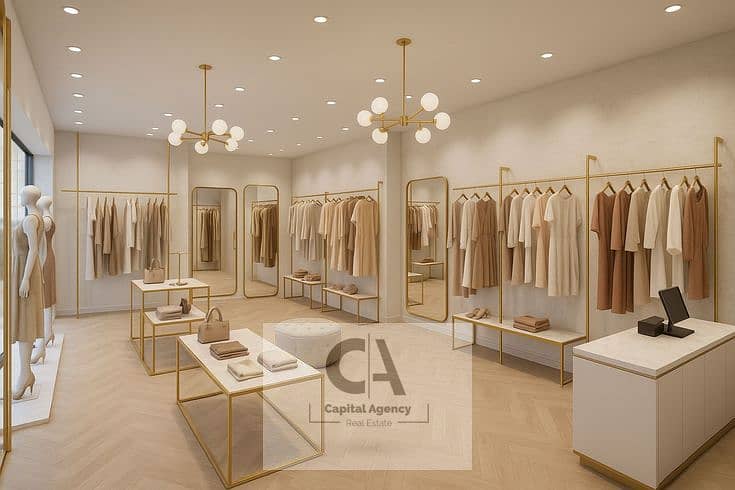 محل ملابس 170م للايجار ارضي _ واجهة _ التسعين الجنوبي _ التجمع الخامس 0