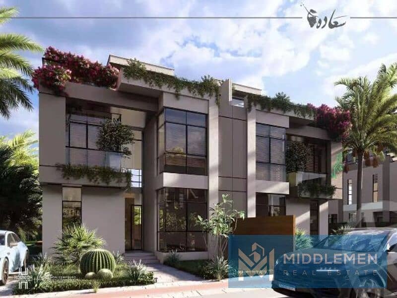 فيلا توين هاوس 315متر برايم لوكيشن علي اجمل فيو لاندسكيب وليك في كمبوند سعاده التجمع القاهره الجديده saada 0