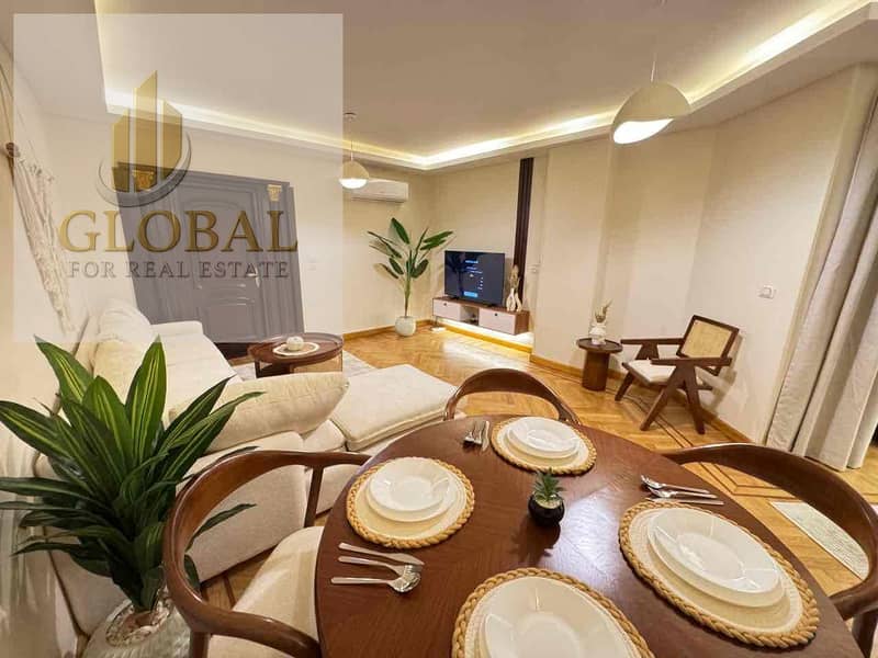 شقه اول سكن للايجار المفروش في الرحاب ارضي بجاردن 0