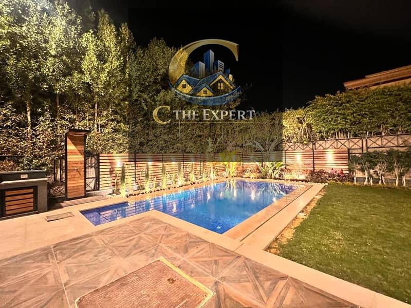 فيلا مستقلة سعر لقطة للبيع الترا سوبر لوكس جاهزة للسكن مفروشة بالكامل فيو جاردن 4 غرف في الرحاب هيلز - نموذج M - القاهرة الجديدة Al Rehab Hills 0