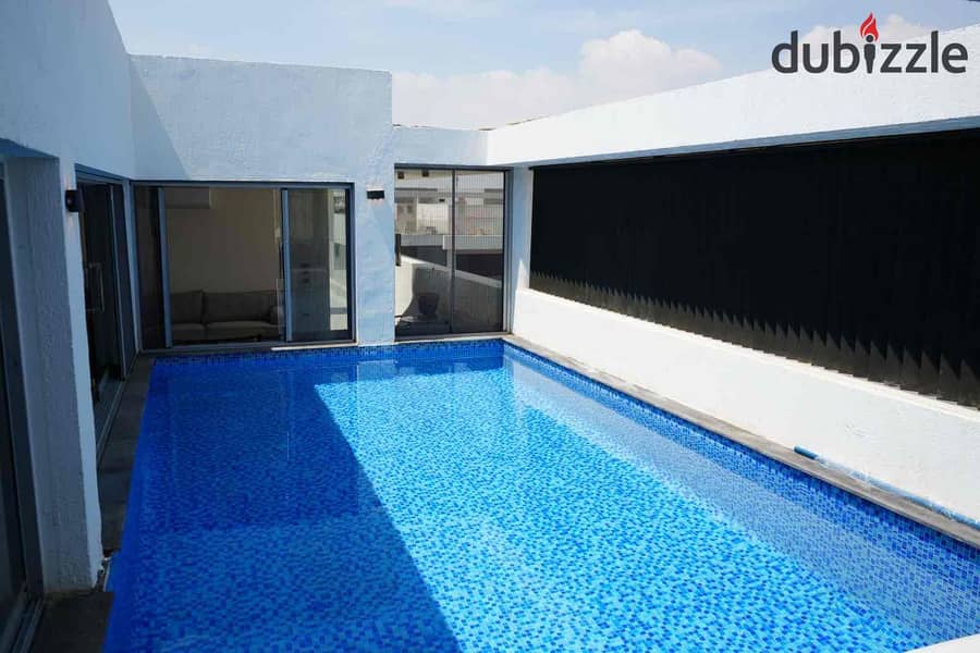 بنتهاوس دبلكس مفروش مودرن وجديد بحمام سباحة هاص للايجار ليك فيو 0