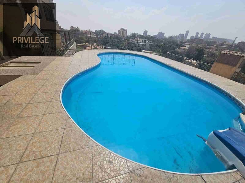 للايجار المفروش شقة ٣٥٠م في سرايات المعادي سوبر لوكس مفروشة بالكامل موقع رائع 0