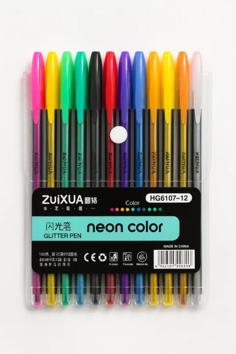 علبة أقلام نيون ألوان زاهية – 12 قلم تمييز