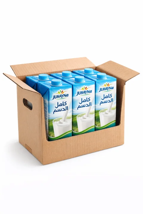 كرتونة لبن جهينة كامل الدسم – 1 لتر × 6 عبوات
