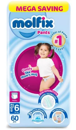 مولفيكس حفاضات أطفال مقاس 6 كبير جدًا – عبوة ضخمة 60 حفاضة لراحة تدوم