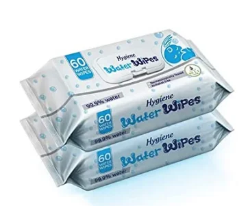 هاي جين مناديل مبللة بالماء للأطفال – عبوتان × 60 منديل (إجمالي 120 منديل)