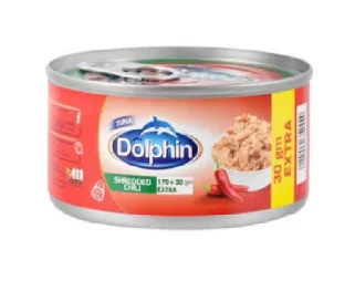 دولفين تونة مفتتة حارة سهلة الفتح – نكهة جاهزة للاستخدام السريع – 200 جرام
