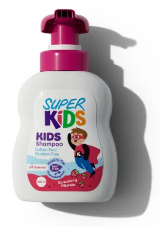 سوبر كيدز شامبو للأطفال – رائحة ميلك شيك الفراولة بلمسة لطيفة – 300 مل