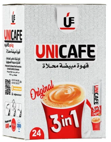 يوني كافيه قهوة 3 في 1 فورية – 24 ظرف × 20 جم بطعم غني وسريع التحضير