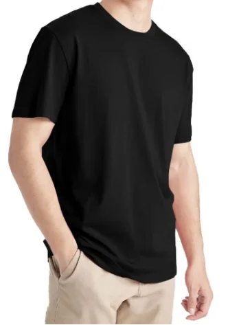 نايلتون تي شيرت رجالي قطن نص كم أسود – خامة مريحة وتصميم سادة أنيق