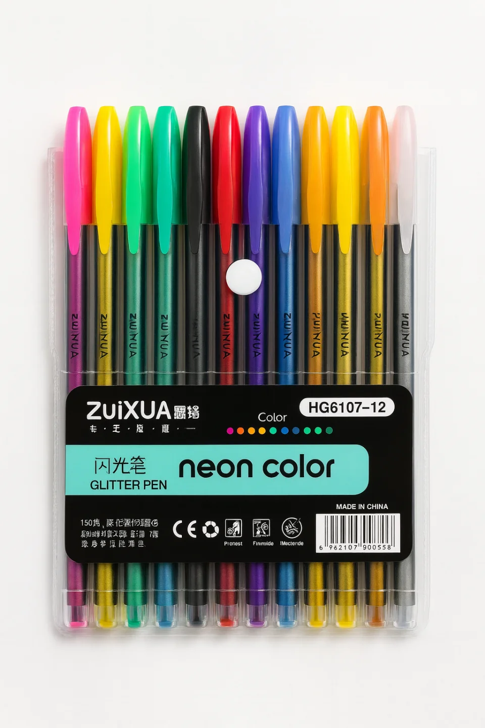 علبة أقلام نيون ألوان زاهية – 12 قلم تمييز