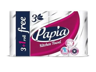 بابيا لفافات مناديل مطبخ – قوة امتصاص للاستخدام اليومي – عبوة 4 قطع أبيض