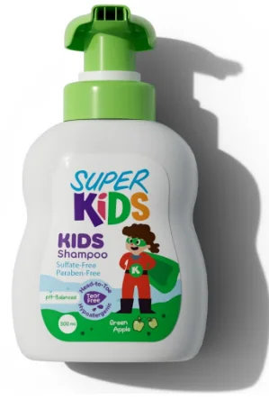 سوبر كيدز شامبو للأطفال برائحة التفاح الأخضر 300 مل – تنظيف لطيف ورائحة منعشة